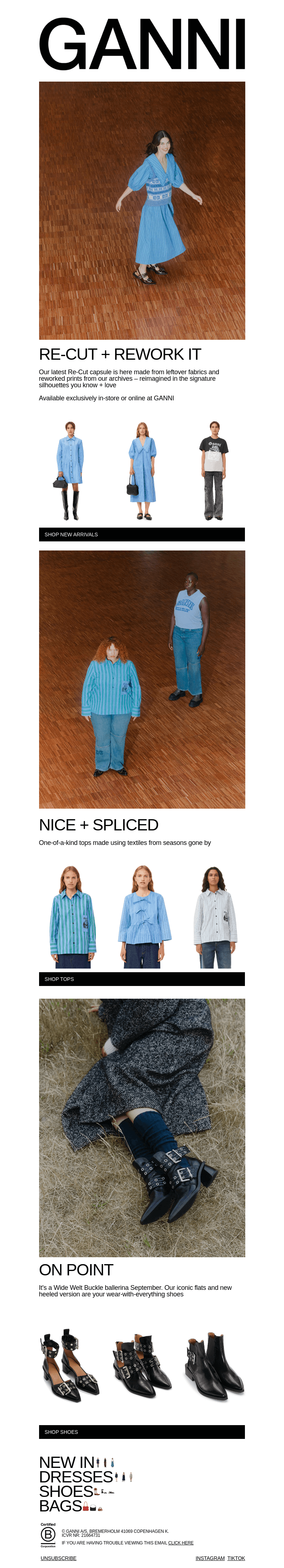 Письмо компании «GANNI» на тему «RE-CUT= REIMAGINED GANNI FAVORITES ✂️»