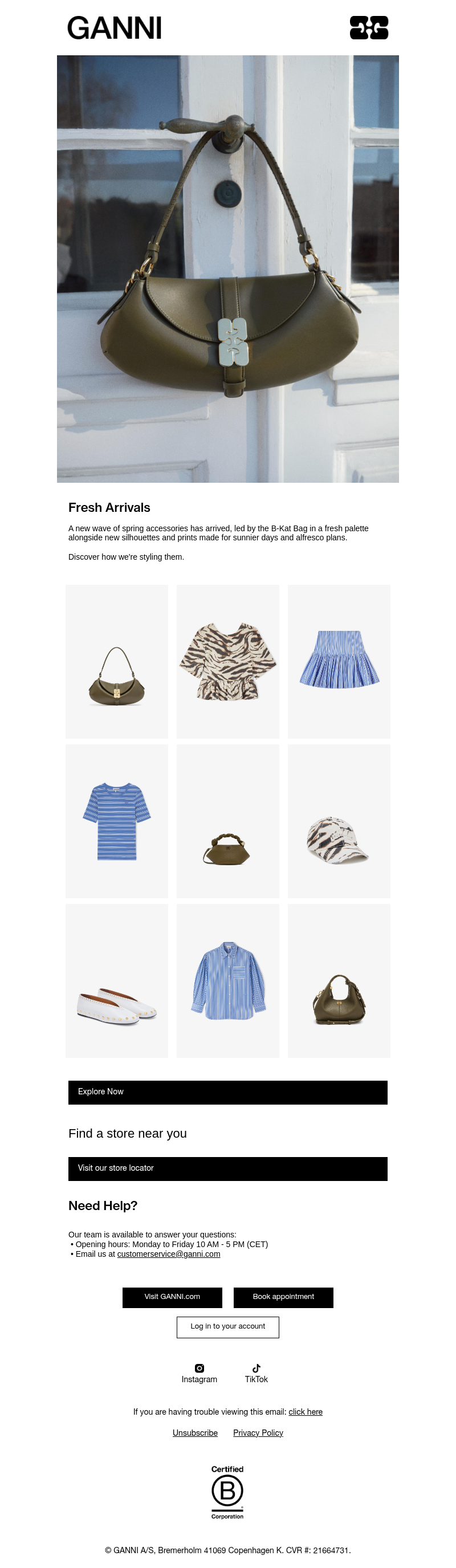 Письмо компании «GANNI» на тему «Did Someone Say Spring Accessories?»