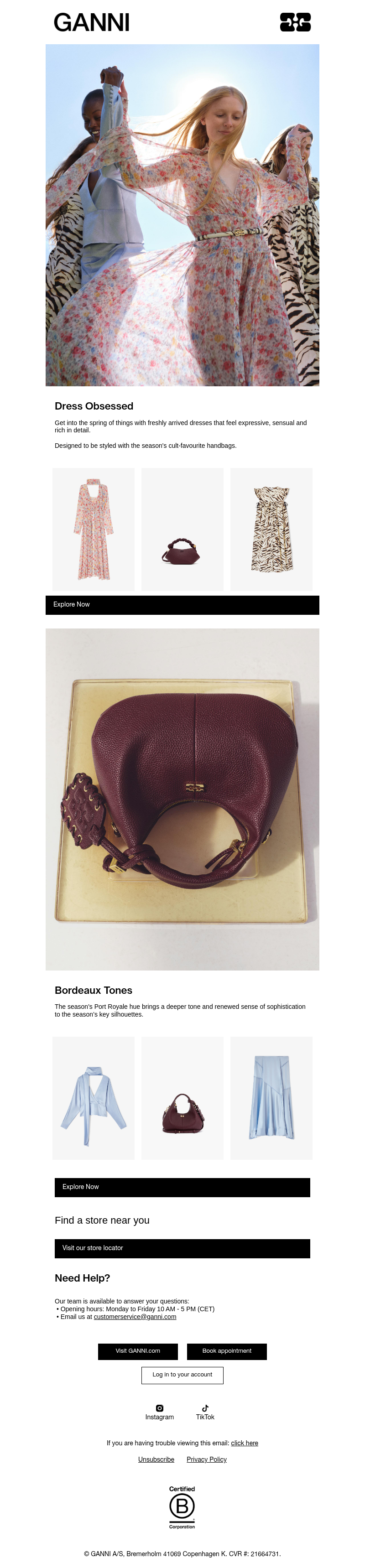 Письмо компании «GANNI» на тему «Spring Edit : Dresses, bags and everything in between»