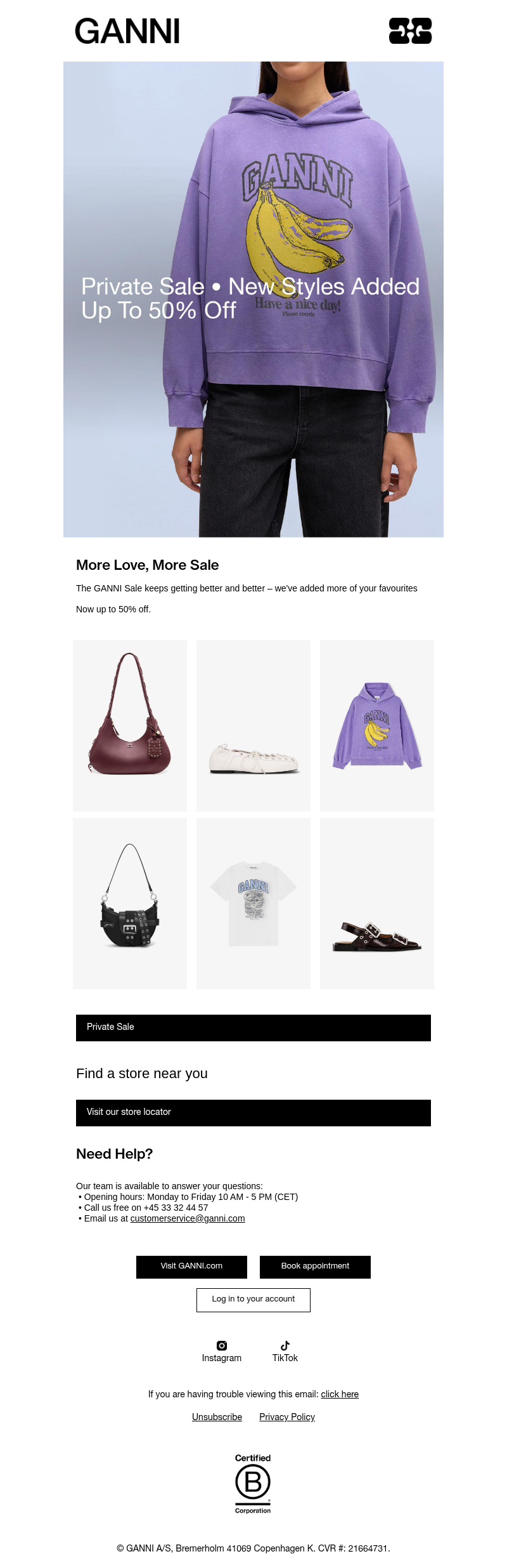 Письмо компании «GANNI» на тему «The Sale Edit | More Styles Added»
