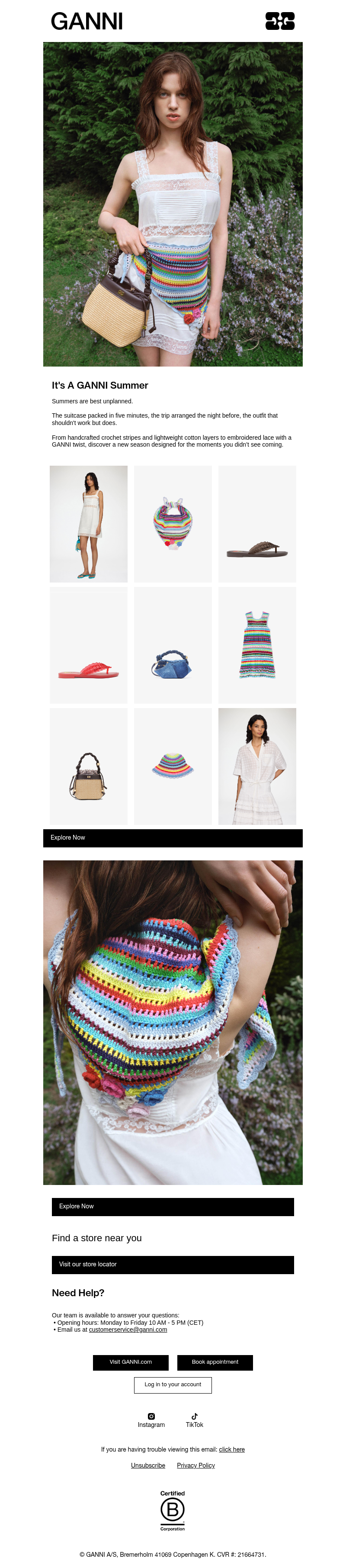 Письмо компании «GANNI» на тему «Just Landed: It's A GANNI Summer»