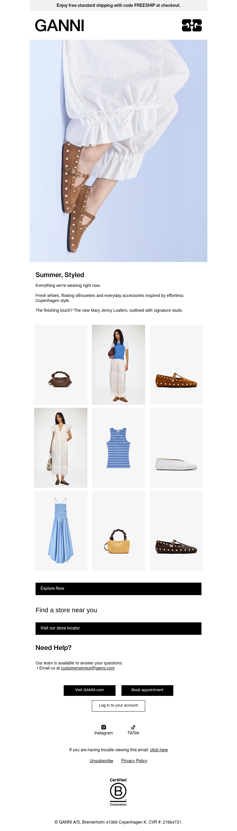 Письмо компании «GANNI» на тему «How To Dress For A Copenhagen Summer»