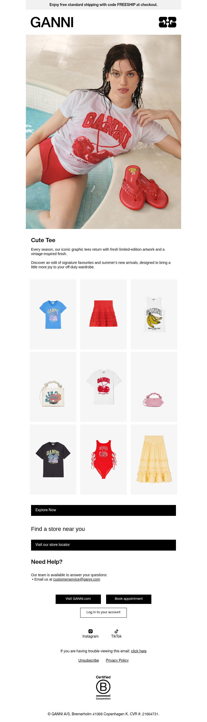 Письмо компании «GANNI» на тему «New Season: Cult-Favourite Graphic Tees»