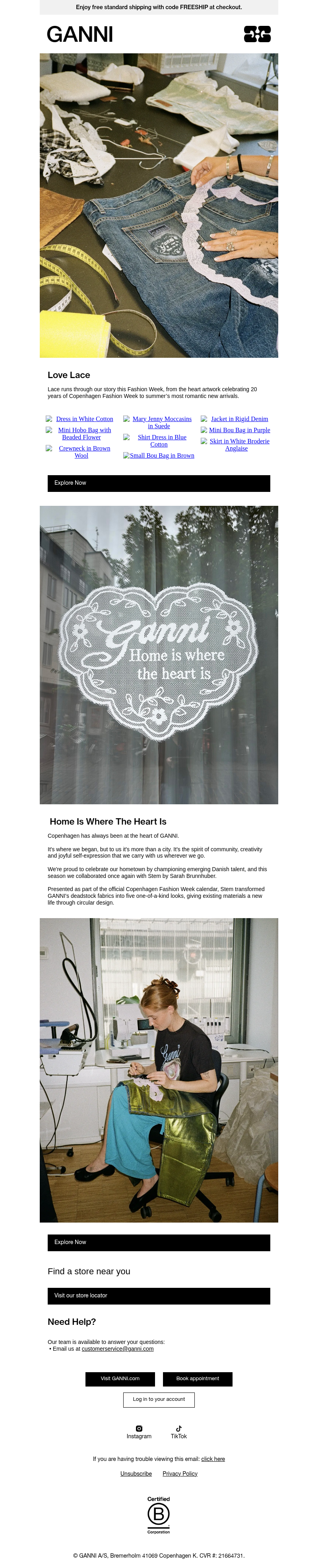 Письмо компании «GANNI» на тему «Summer Lace For Copenhagen Fashion Week»