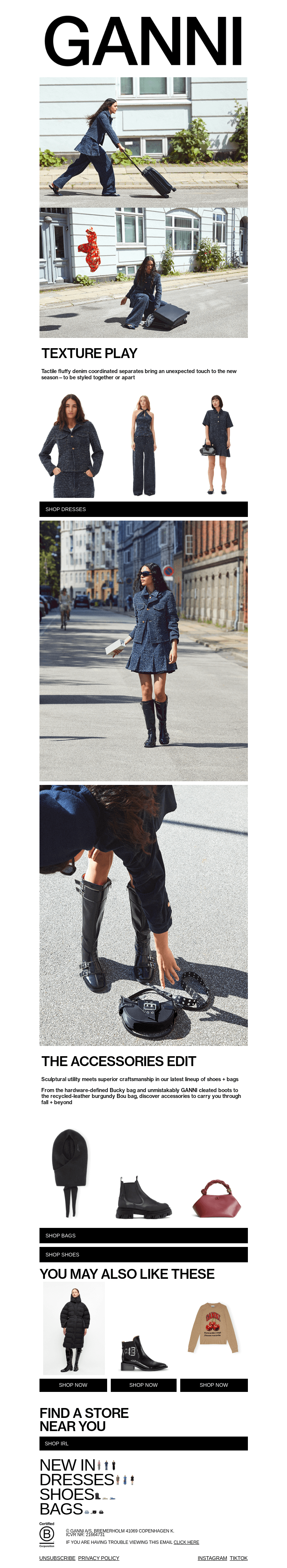 Письмо компании «GANNI» на тему «NEW IN FOR FALL»