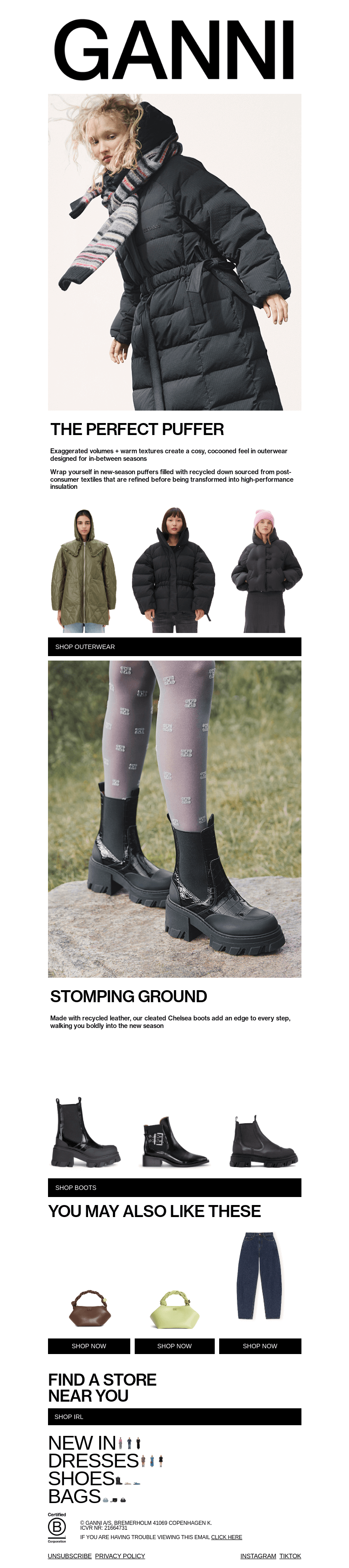 Письмо компании «GANNI» на тему «JUST LANDED: FALL ESSENTIALS»