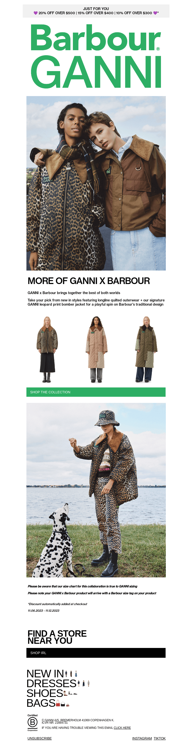 Письмо компании «GANNI» на тему «GANNI X BARBOUR: MORE STYLES ARE HERE»