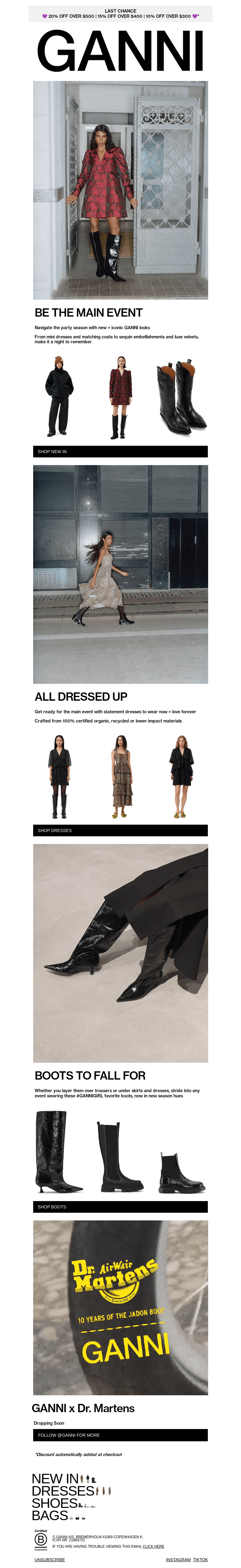 Письмо компании «GANNI» на тему «NEW SEASON DRESS CODE 💫»