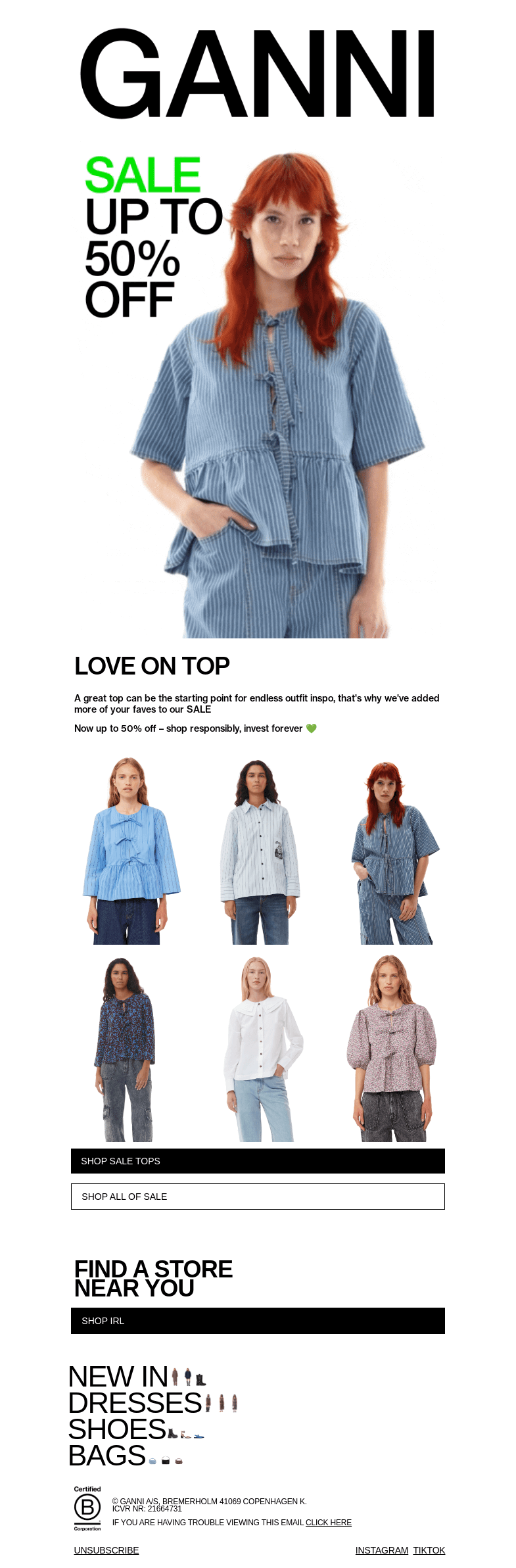 Письмо компании «GANNI» на тему «TAKE NOTE: THE SALE ICONS 🤠»