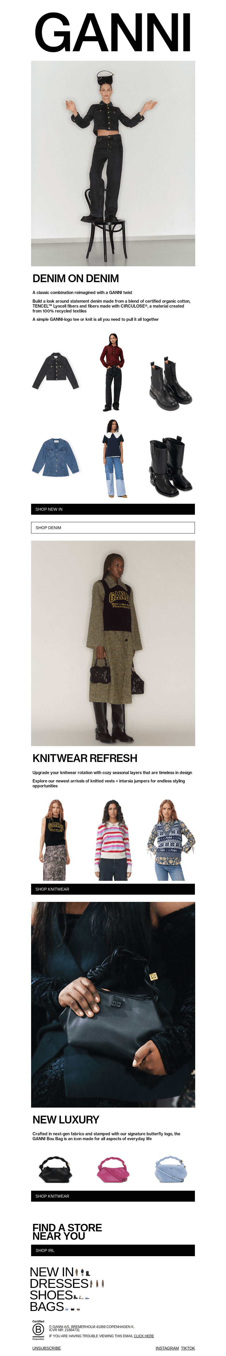 Письмо компании «GANNI» на тему «NEW ARRIVALS: SET THE TONE 🖤»