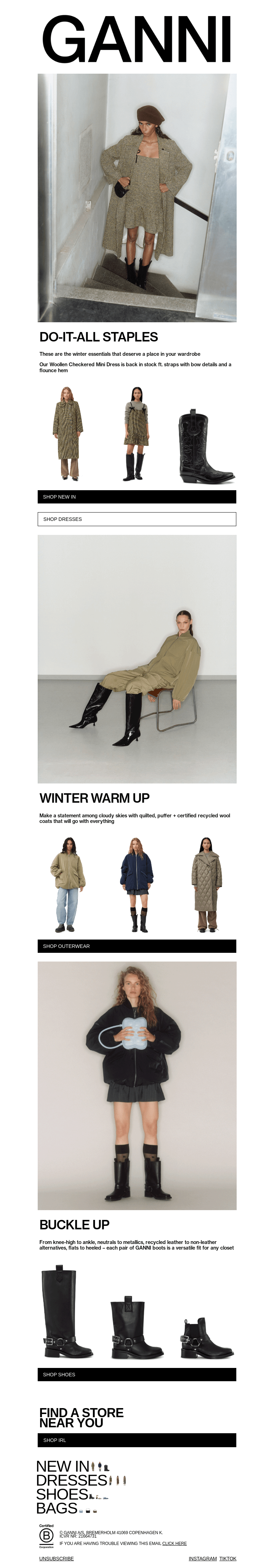 Письмо компании «GANNI» на тему «GANNI GUIDE: THE ULTIMATE WINTER WARDROBE ❄️»
