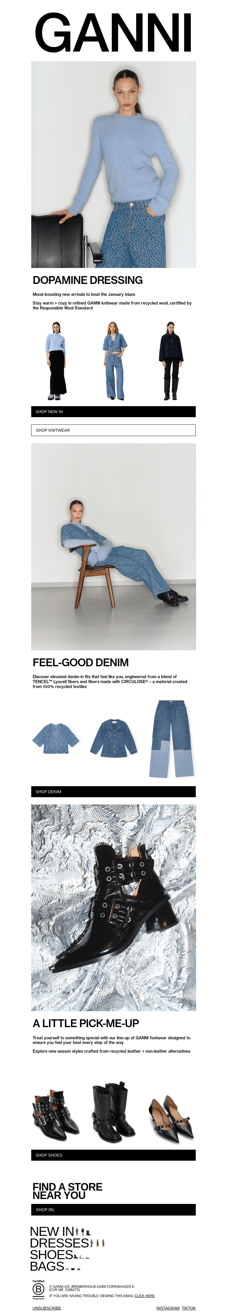 Письмо компании «GANNI» на тему «FEEL-GOOD KNITWEAR 💙»