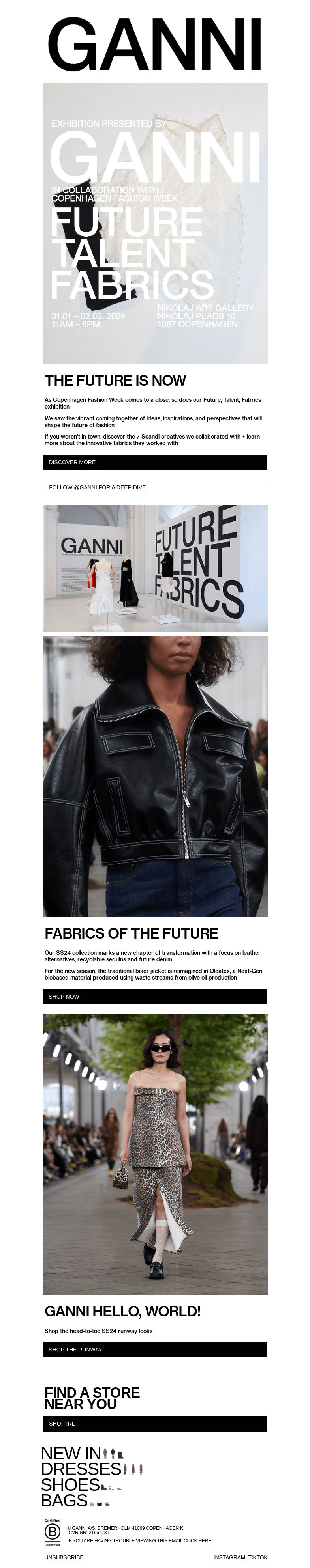 Письмо компании «GANNI» на тему «FUTURE, TALENT, FABRICS CPHFW ROUND-UP»