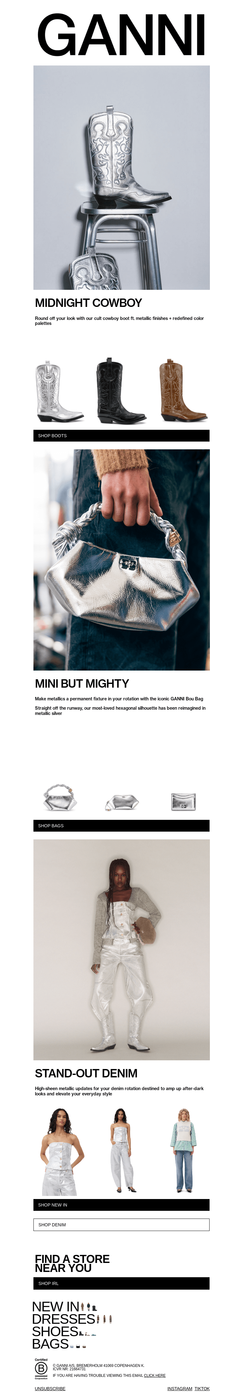 Письмо компании «GANNI» на тему «MOLTEN METALLICS ✨»