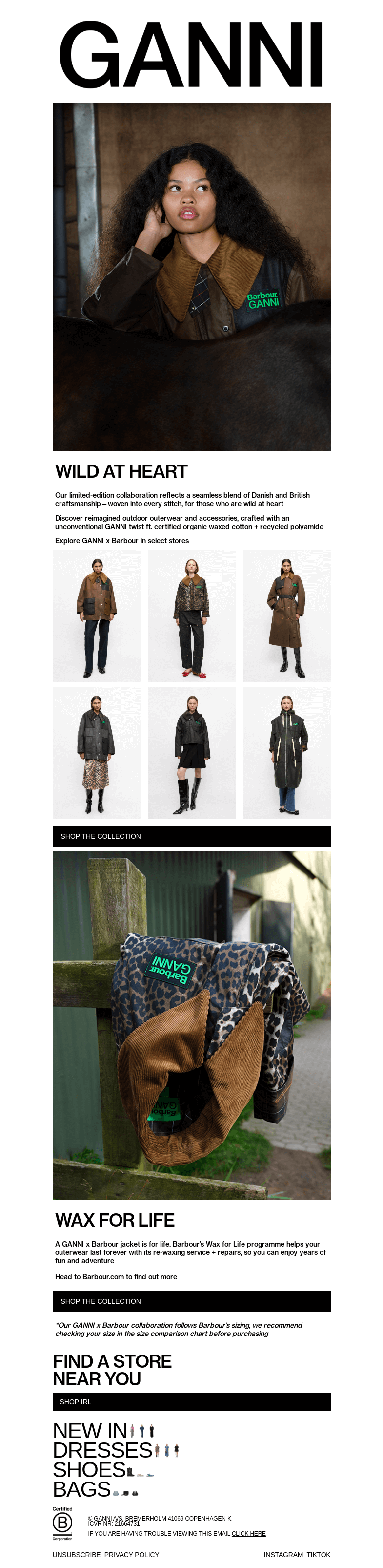 Письмо компании «GANNI» на тему «GANNI X BARBOUR IS HERE»