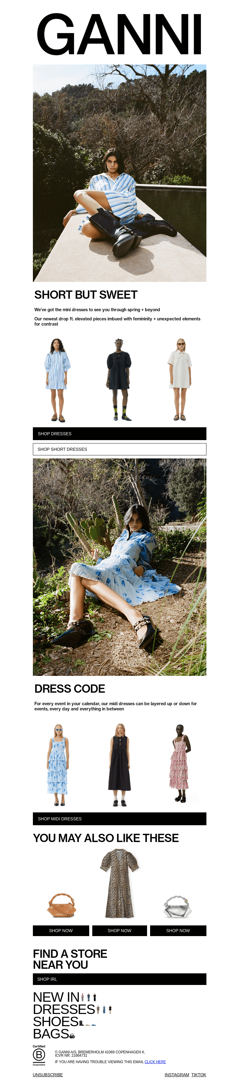 Письмо компании «GANNI» на тему «READY FOR DRESS SEASON? 🗓️»