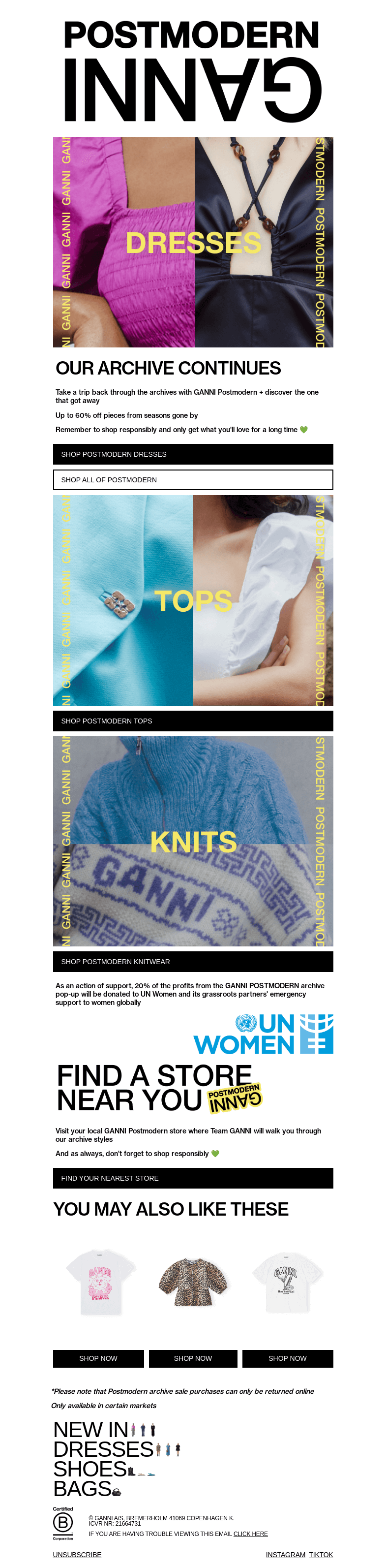 Письмо компании «GANNI» на тему «GANNI POSTMODERN PICKS 💛»