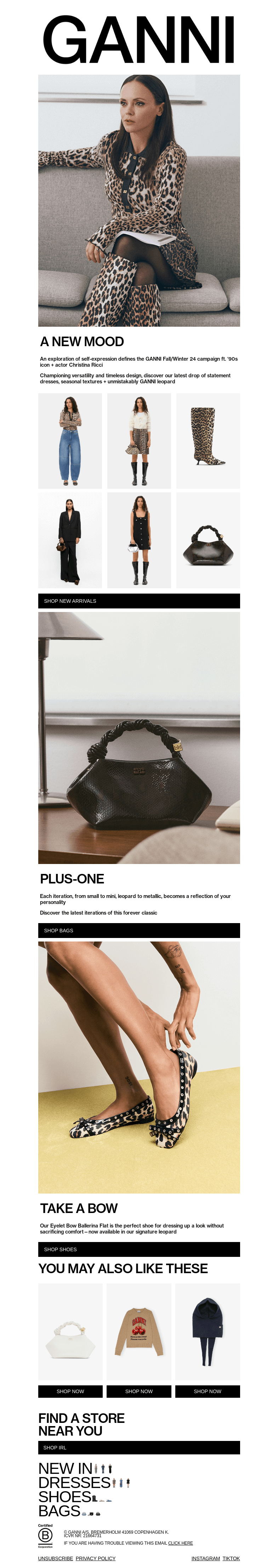Письмо компании «GANNI» на тему «JUST DROPPED: NEW SEASON ARRIVALS»
