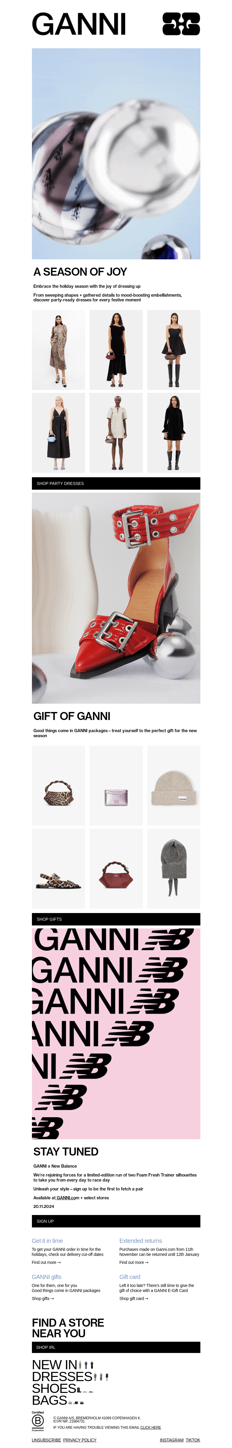 Письмо компании «GANNI» на тему «JUST LANDED: THE HOLIDAY EDIT»