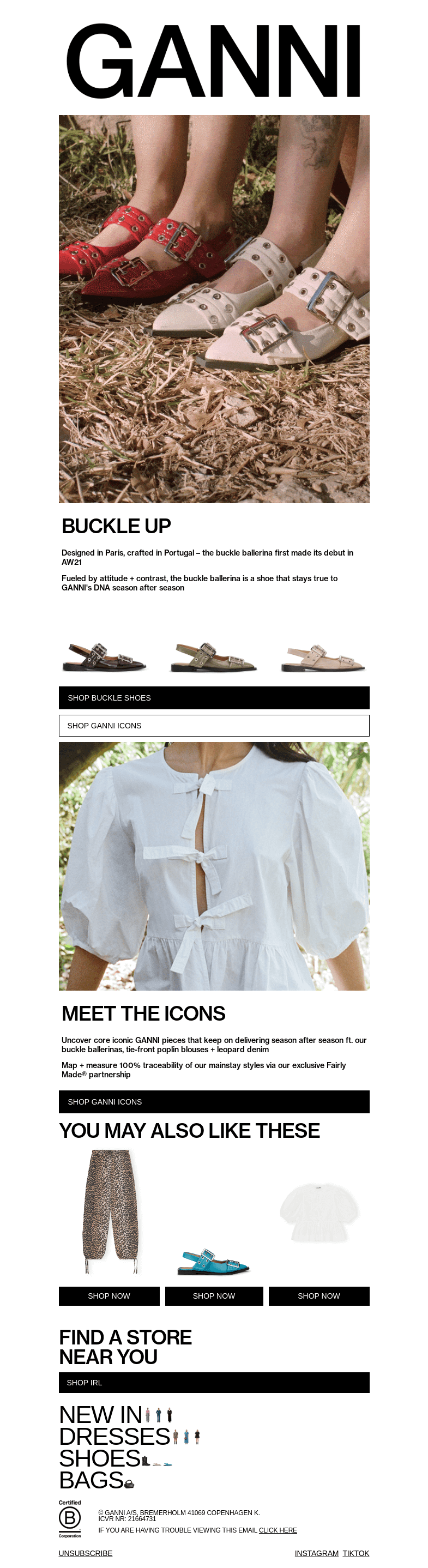 Письмо компании «GANNI» на тему «GET TO KNOW: THE BUCKLE BALLERINA 🩰»