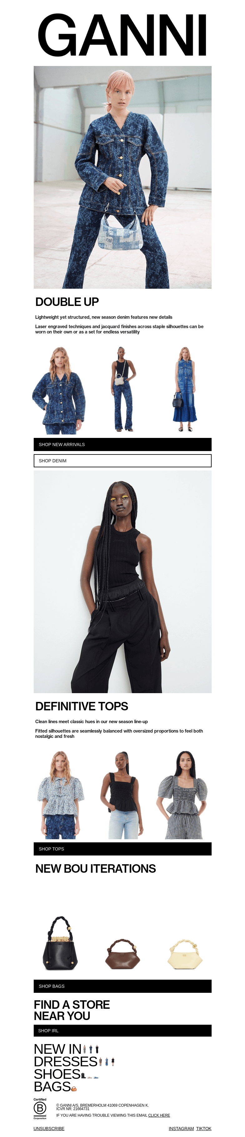 Письмо компании «GANNI» на тему «NEW DENIM DETAILS»