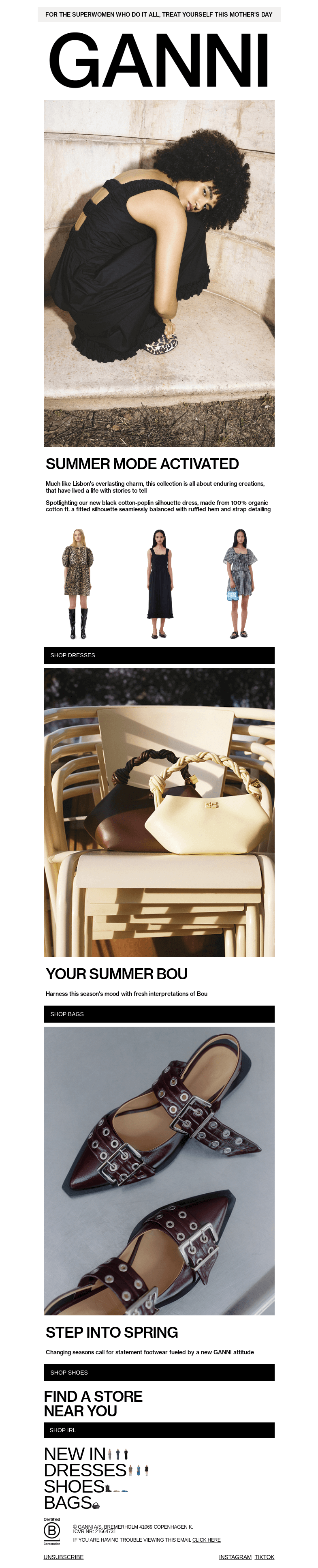 Письмо компании «GANNI» на тему «JUST LANDED: DRESS OF THE MOMENT»