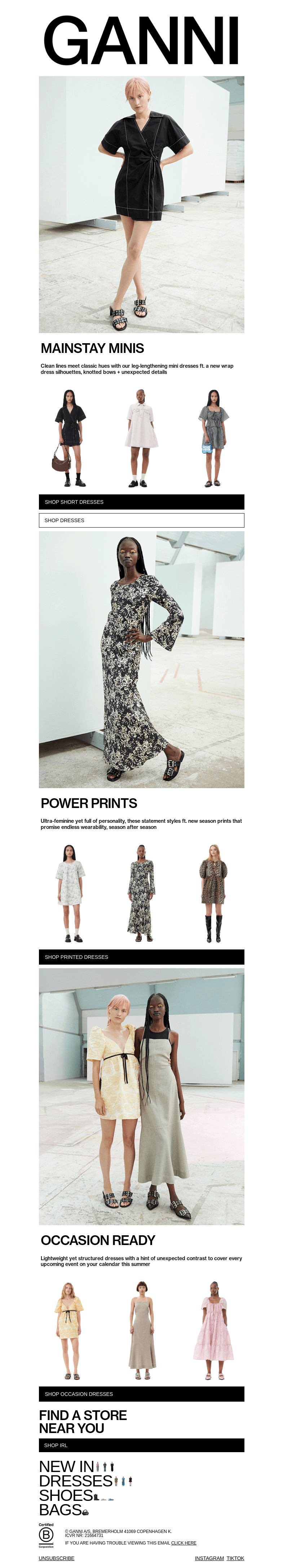 Письмо компании «GANNI» на тему «MEET YOUR NEW DRESS HEROES»