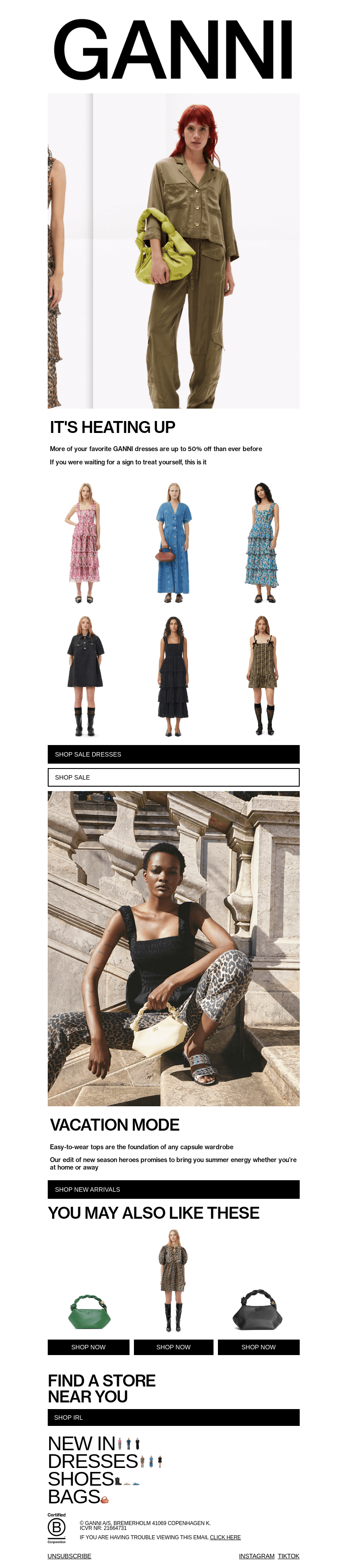 Письмо компании «GANNI» на тему «SALE: DRESS EDITION»