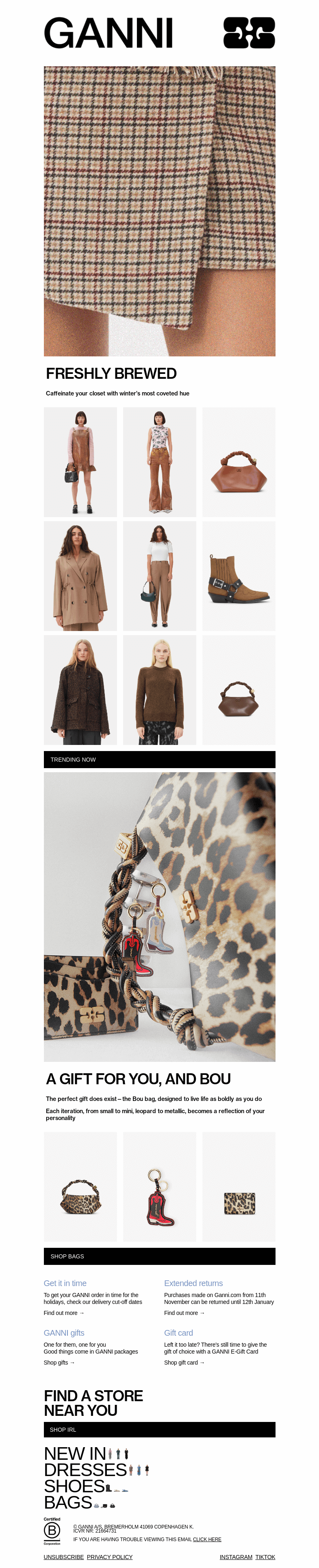 Письмо компании «GANNI» на тему «CULT-FAVOURITES: ESPRESSO BROWN»