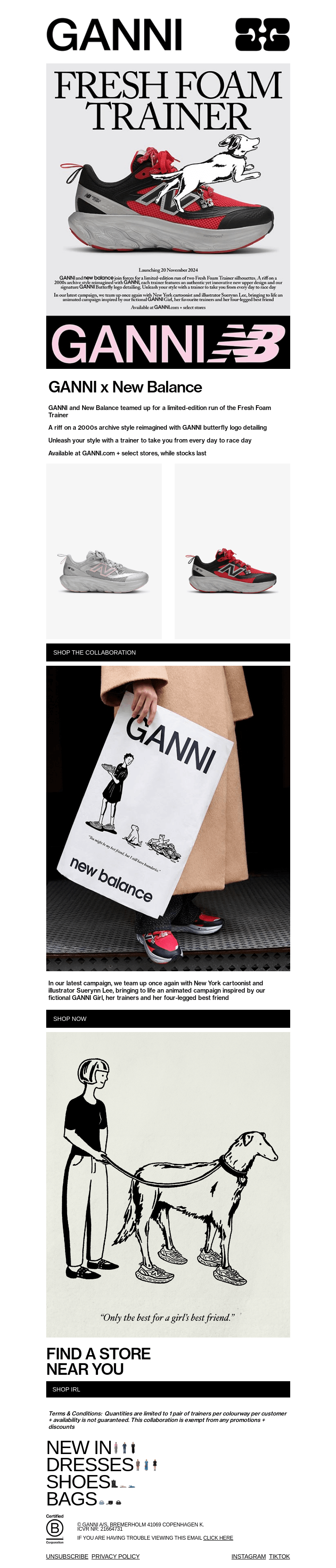 Письмо компании «GANNI» на тему «JUST LANDED: GANNI x New Balance»
