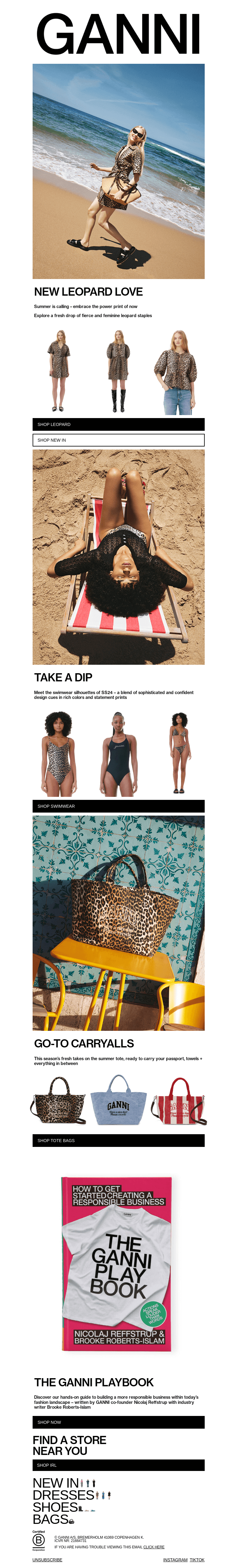 Письмо компании «GANNI» на тему «JUST DROPPED: SUMMER LEOPARD»