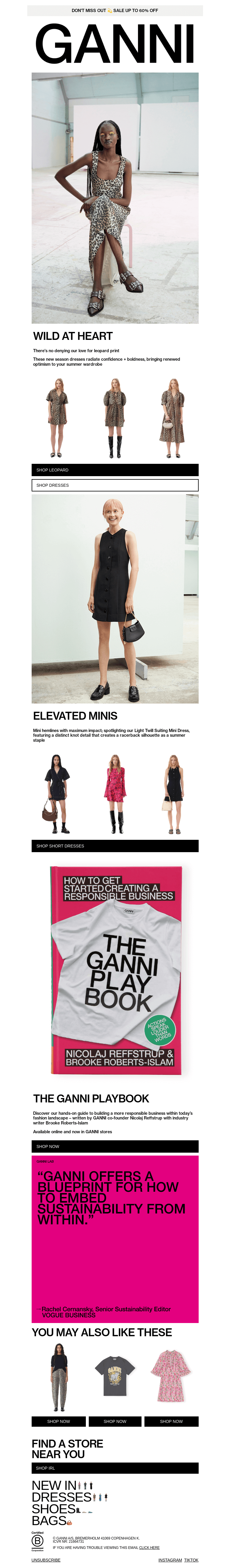 Письмо компании «GANNI» на тему «JUST DROPPED: POWER DRESSES»