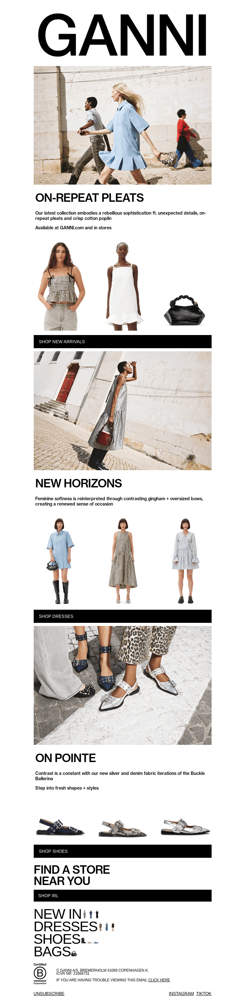 Письмо компании «GANNI» на тему «JUST LANDED: NEW SEASON DROP»
