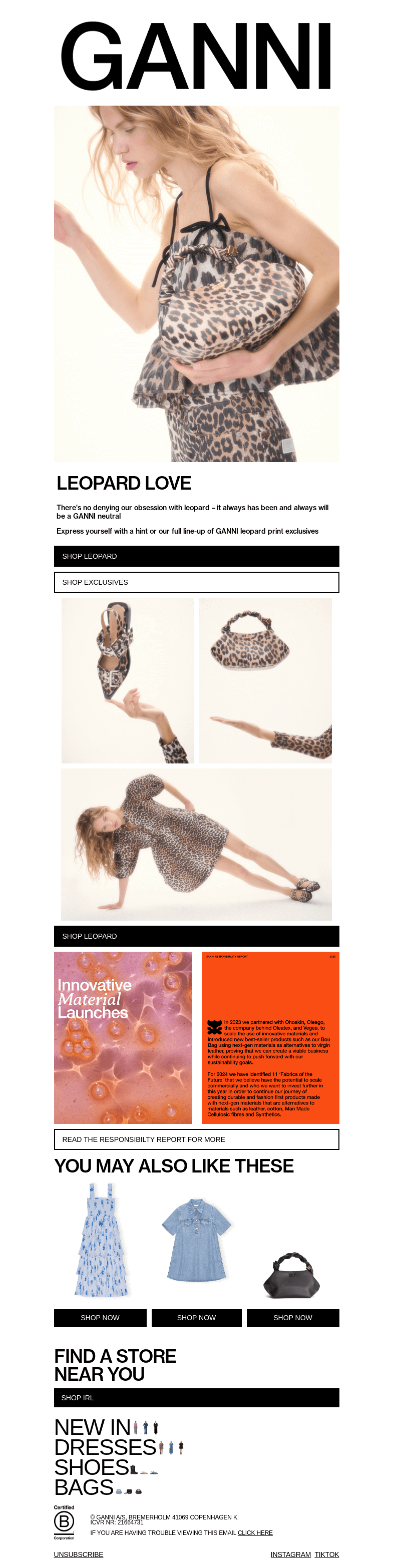 Письмо компании «GANNI» на тему «AN EXCLUSIVE LEOPARD DROP»