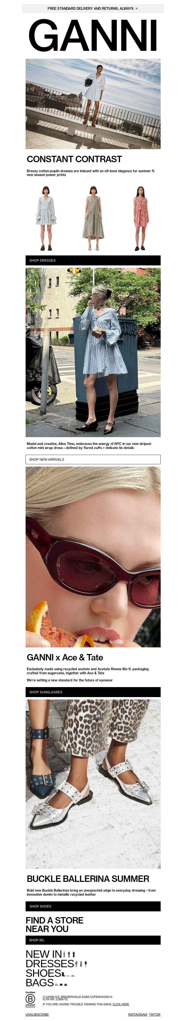 Письмо компании «GANNI» на тему «NEW IN: SUMMER IN THE CITY»