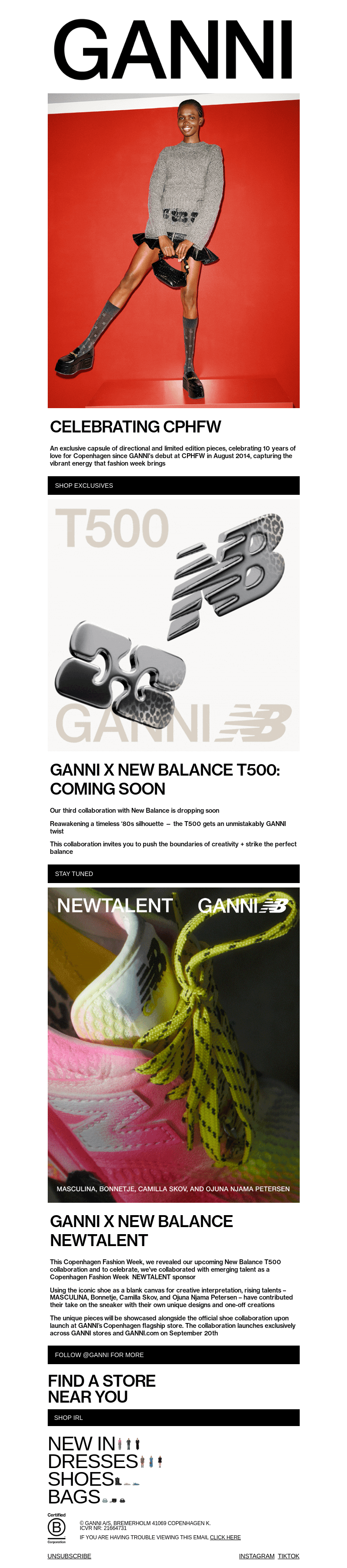 Письмо компании «GANNI» на тему «GANNI 🫶 COPENHAGEN FASHION WEEK EXCLUSIVES»