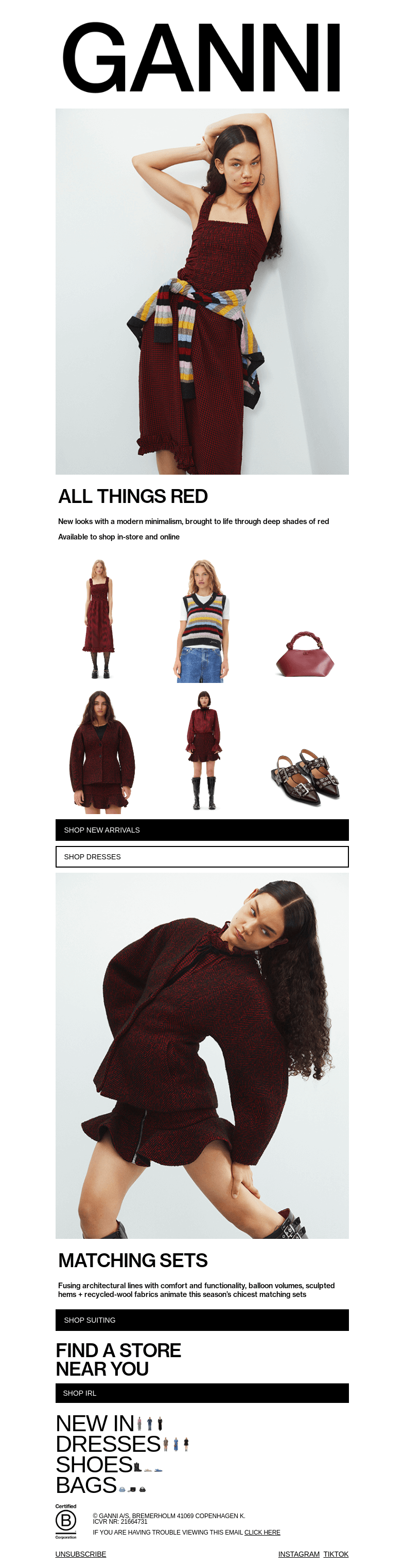 Письмо компании «GANNI» на тему «NEW IN: SHADES OF RED»