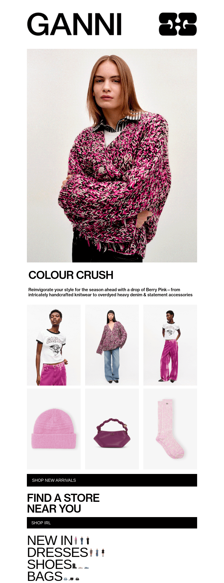 Письмо компании «GANNI» на тему «CULT-FAVOURITES: THE BERRY PINK EDIT»