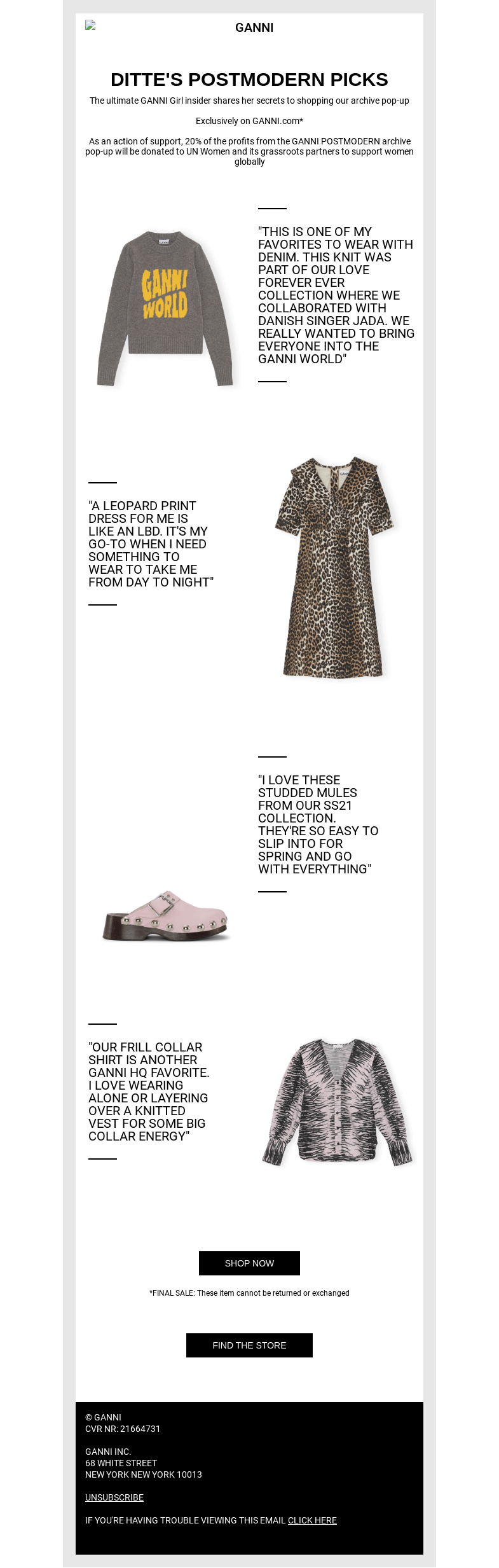 Письмо компании «GANNI» на тему «DITTE'S POSTMODERN EDIT 🛍️»