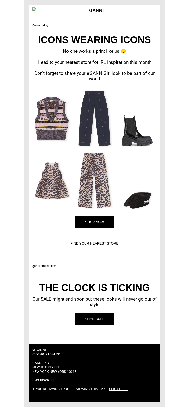 Письмо компании «GANNI» на тему «YOUR FAVORITE PRINT IS BACK 🐆»