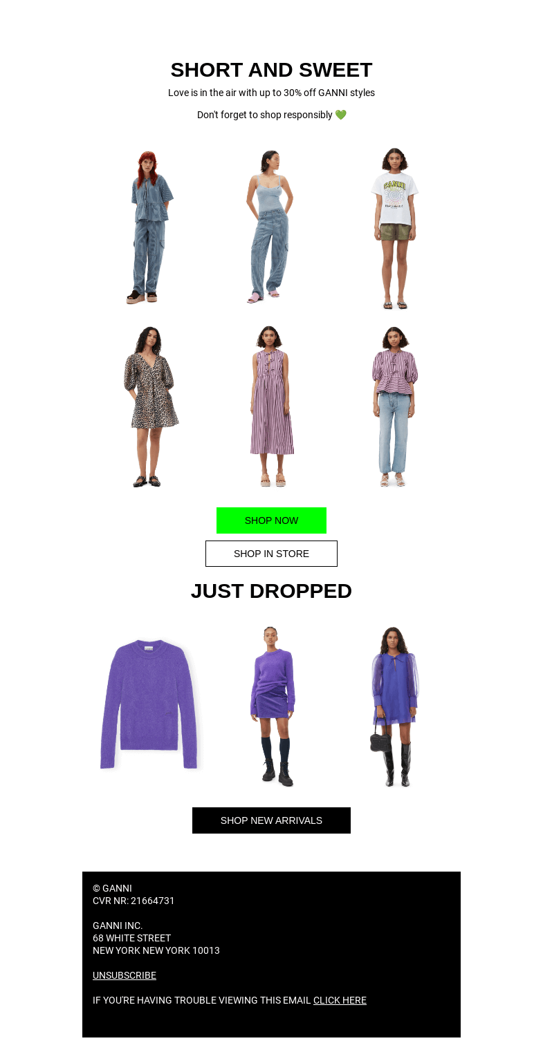 Письмо компании «GANNI» на тему «DON'T MISS IT: UP TO 30% OFF ❤️‍🔥»