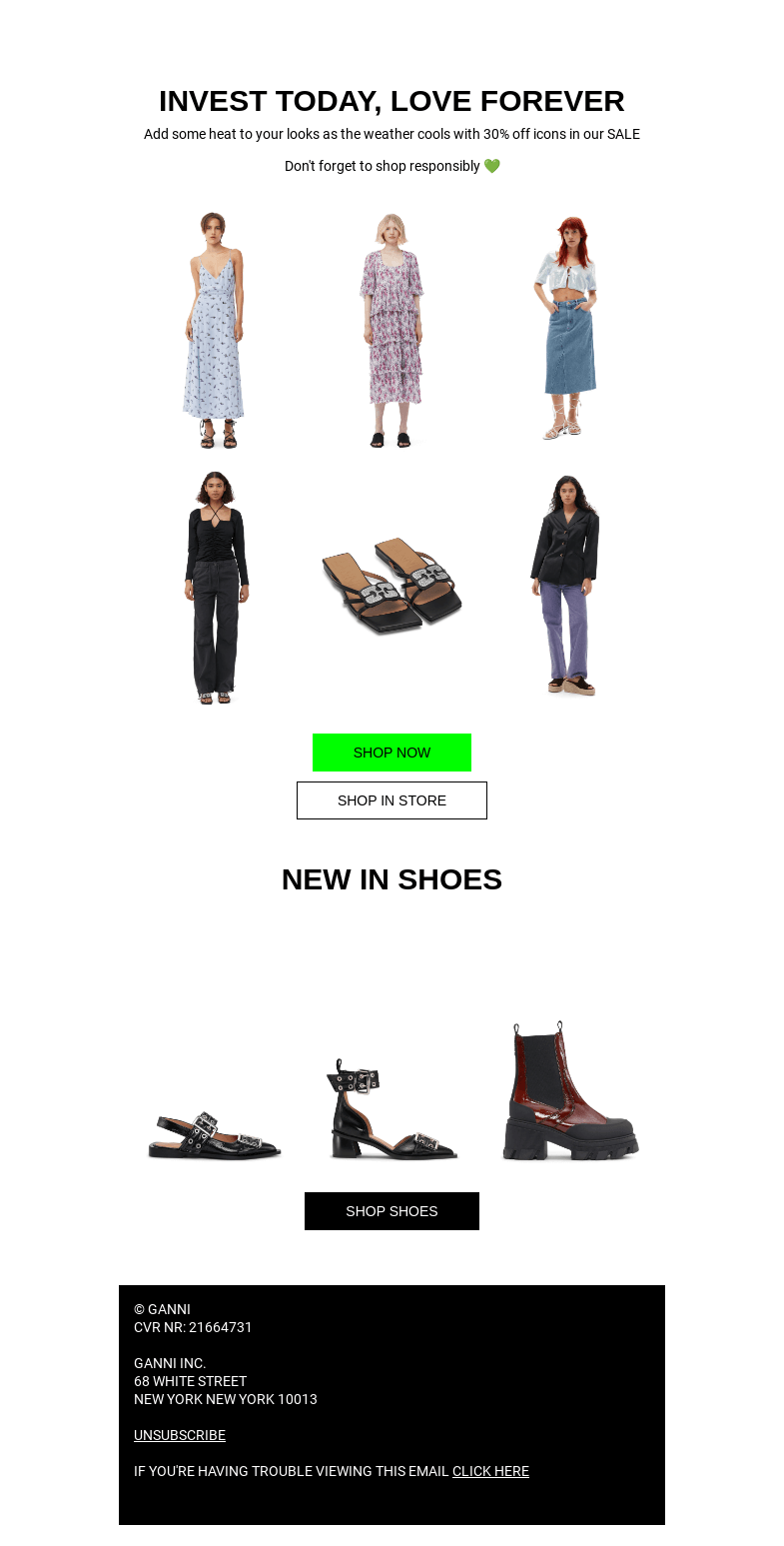 Письмо компании «GANNI» на тему «END OF SUMMER SALE: 30% OFF 🚨»