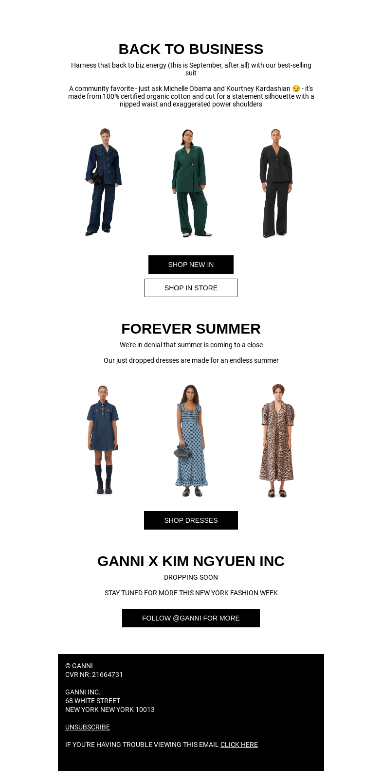 Письмо компании «GANNI» на тему «OUR ICONIC DENIM SUIT IS BACK  🥵»