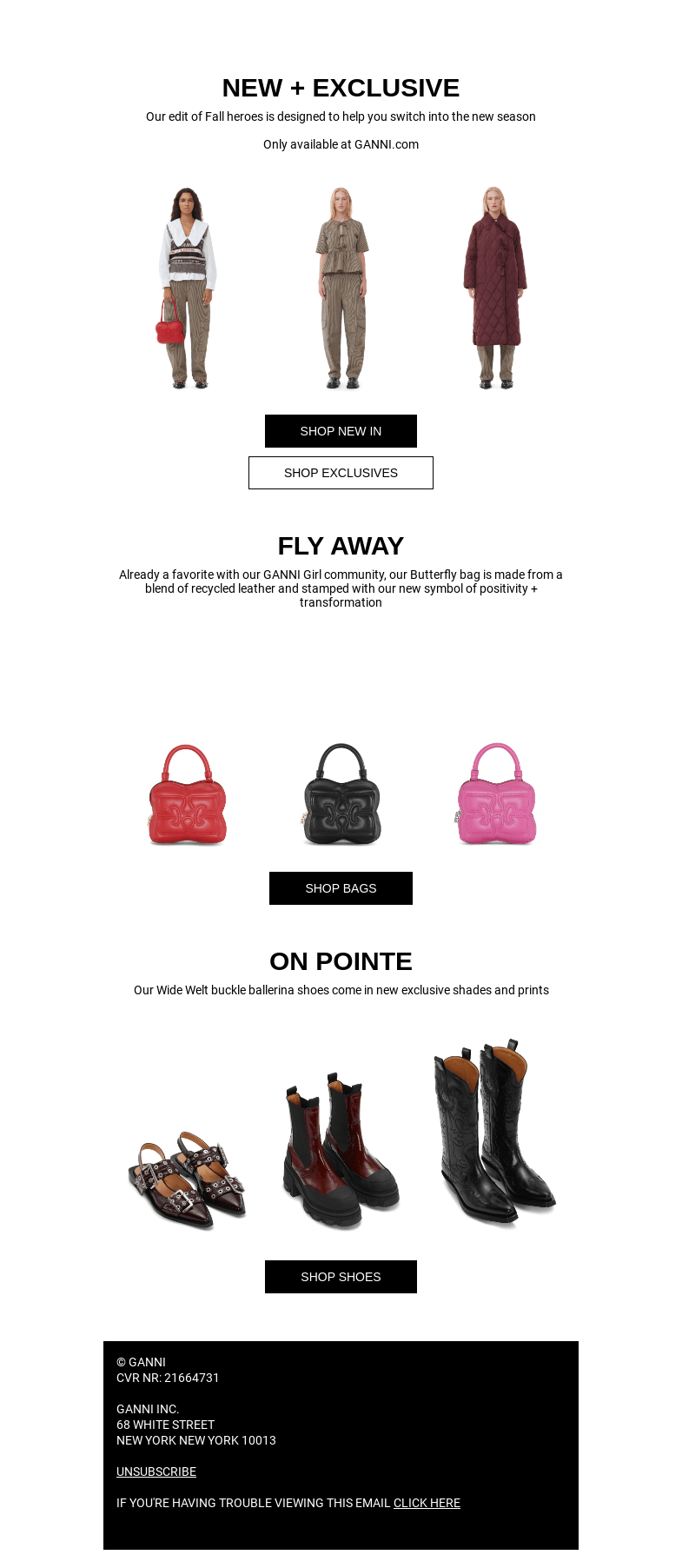 Письмо компании «GANNI» на тему «NEW IN EXCLUSIVE FALL HEROES 🧡»