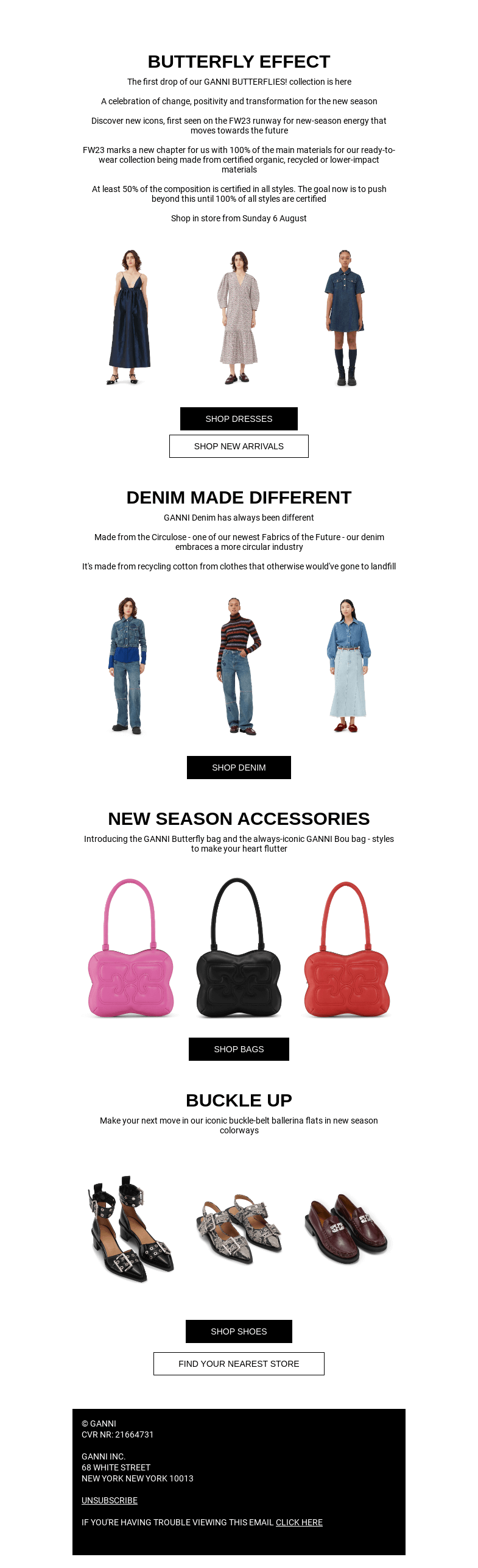 Письмо компании «GANNI» на тему «NEW COLLECTION: GANNI BUTTERFLIES! 🦋»
