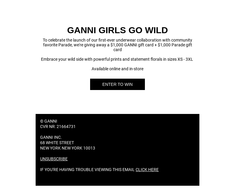 Письмо компании «GANNI» на тему «More is More 🐾 Your chance to win with GANNI x Parade»