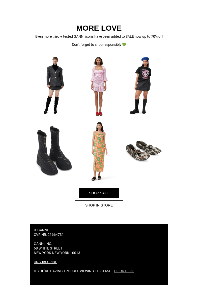 Письмо компании «GANNI» на тему «SALE: FURTHER MARKDOWNS 🚨»
