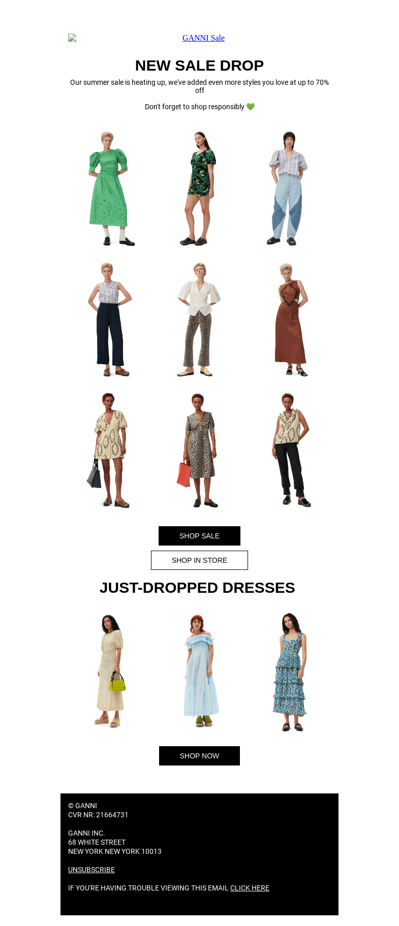 Письмо компании «GANNI» на тему «SALE JUST GOT BETTER: NEW STYLES ADDED ❤️‍🔥 🥵»
