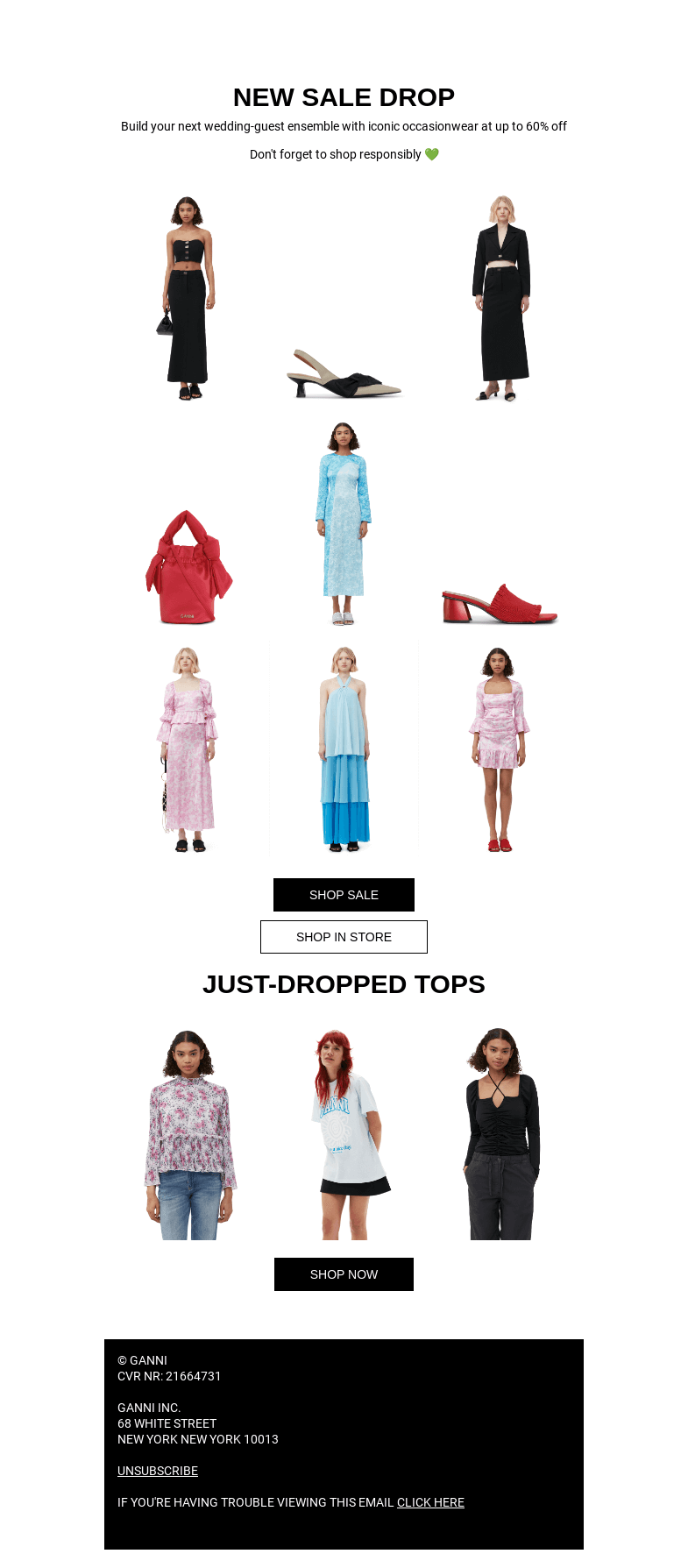 Письмо компании «GANNI» на тему «NEW SALE DRESSES ADDED ❤️‍🔥»