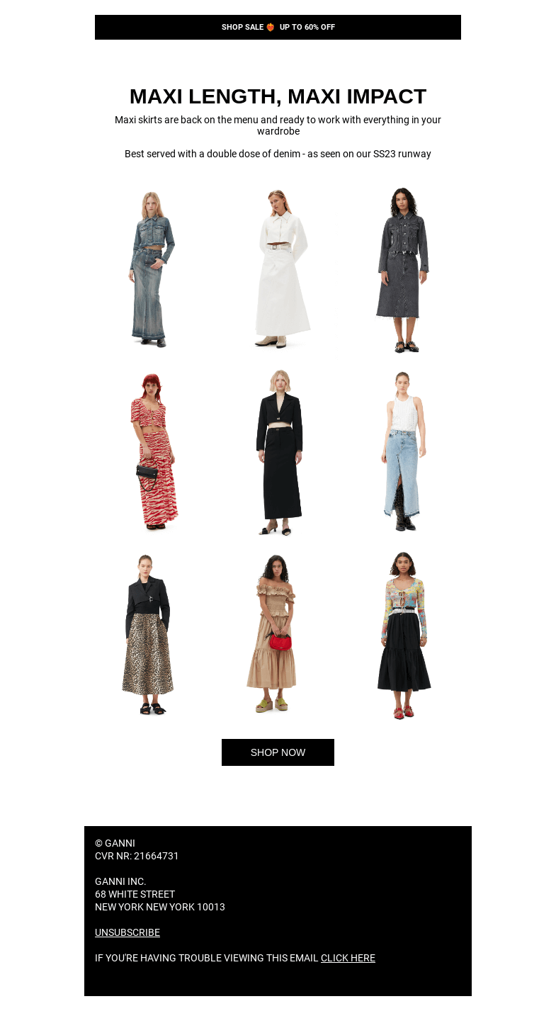 Письмо компании «GANNI» на тему «MAXI SKIRTS ARE ON THE MENU 💙»